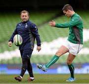 15 November 2013; Ireland's Jonathan Sexton and kicking coach Richie Murphy during the captain's run ahead of their Guinness Series International match against Australia on Saturday. Ireland Rugby Squad Captain's Run, Aviva Stadium, Lansdowne Road, Dublin. Picture credit: Stephen McCarthy / SPORTSFILE