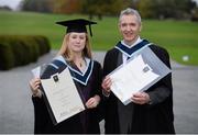 14 November 2013; Janice Connolly, from Ballincollig, Co. Cork, and Kieran Sheffron, from Blarney, Co. Cork, following their Setanta College graduation awards ceremony. Carton House, Maynooth, Co. Kildare. Picture credit: Stephen McCarthy / SPORTSFILE