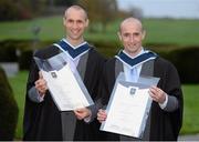 14 November 2013; Tommy Dunne, from Toomevara, Co. Tipperary, and Alan O'Connor, from Cahir, Co. Tipperary, following their Setanta College graduation awards ceremony. Carton House, Maynooth, Co. Kildare. Picture credit: Stephen McCarthy / SPORTSFILE