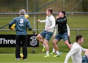 16 November 2013; Republic of Ireland's Kevin Doyle, and Sean St. Ledger, right, during squad training ahead of their friendly international match against Poland on Tuesday. Republic of Ireland Squad Training, Gannon Park, Malahide, Co. Dublin. Photo by Sportsfile