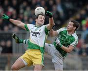 17 November 2013; Michael Murphy, Glenswilly, in action against Niall Cassidy, Roslea Shamrocks. AIB Ulster Senior Club Football Championship, Semi-Final, Glenswilly, Donegal v Roslea Shamrocks, Fermanagh. Healy Park, Omagh, Co. Tyrone. Picture credit: Oliver McVeigh / SPORTSFILE