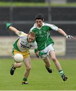 17 November 2013; Brian McDaid, Glenswilly, in action against Niall Cosgrove, Roslea Shamrocks. AIB Ulster Senior Club Football Championship, Semi-Final, Glenswilly, Donegal v Roslea Shamrocks, Fermanagh. Healy Park, Omagh, Co. Tyrone. Picture credit: Oliver McVeigh / SPORTSFILE