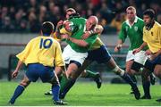 21 November 1998; Keith Wood, Ireland, in action against Alexandru Manta, Romania. Rugby World Cup Qualifier, Ireland v Romania, Lansdowne Road, Dublin. Picture credit: Brendan Moran / SPORTSFILE