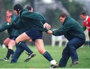 17 November 1998; Ireland's Paddy Johns is held back by team-mate Paul Wallace during squad training. Ireland Rugby Squad Training, Greystones RFC, Greystones, Co. Wicklow. Picture credit: Matt Browne / SPORTSFILE