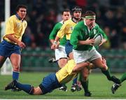 21 November 1998; Paul Wallace, Ireland, in action against Petre Mitu, Romania. Rugby World Cup Qualifier, Ireland v Romania, Lansdowne Road, Dublin. Picture credit: Brendan Moran / SPORTSFILE