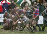 22 January 2005; Aidan Clarke, Clontarf, in action against Philip Caldwell, Blackrock College. AIB All Ireland League 2004-2005, Division 1, Clontarf v Blackrock College, Castle Avenue, Dublin. Picture credit; Pat Murphy / SPORTSFILE