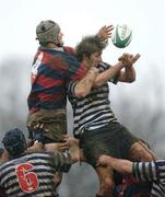 22 January 2005; John Duffy, Clontarf, in action against Colm Murphy, Blackrock College. AIB All Ireland League 2004-2005, Division 1, Clontarf v Blackrock College, Castle Avenue, Dublin. Picture credit; Pat Murphy / SPORTSFILE