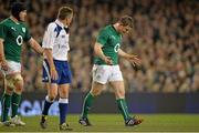 16 November 2013; Brian O'Driscoll, Ireland, leaves the pitch during the first half under the direction of referee Chris Pollock. Guinness Series International, Ireland v Australia, Aviva Stadium, Lansdowne Road, Dublin. Picture credit: Brendan Moran / SPORTSFILE