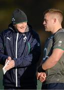 19 November 2013; Ireland head coach Joe Schmidt, left, in conversation with Ian Madigan during squad training ahead of their Guinness Series International match against New Zealand on Sunday. Ireland Rugby Squad Training, Carton House, Maynooth, Co. Kildare. Picture credit: Brendan Moran / SPORTSFILE