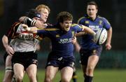 30 January 2005; Gordon D'Arcy, Leinster, in action against Craig Warlow, left, and Jamie Ringer, The Dragons. Celtic League 2004-2005, Pool 1, Leinster v The Dragons, Lansdowne Road, Dublin. Picture credit; Brian Lawless / SPORTSFILE