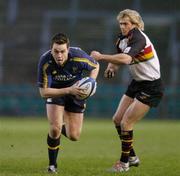 30 January 2005; Niall Ronan, Leinster, in action against Percy Montgomery, The Dragons. Celtic League 2004-2005, Pool 1, Leinster v The Dragons, Lansdowne Road, Dublin. Picture credit; Brian Lawless / SPORTSFILE