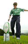 1 February 2005; Ronan O'Gara prepares to take a kick at a photocall to launch Sure For Men as the Official Deodorant to the Irish Rugby Team. Citywest Hotel, Dublin. Picture credit; Brendan Moran / SPORTSFILE
