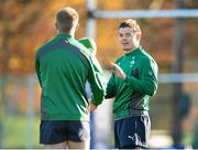22 November 2013; Ireland's Brian O'Driscoll and Luke Fitzgerald, left, during squad training ahead of their Guinness Series International match against New Zealand on Sunday. Ireland Rugby Squad Training, Carton House, Maynooth, Co. Kildare.  Picture credit: Stephen McCarthy / SPORTSFILE
