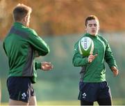 22 November 2013; Ireland's Paddy Jackson, right, and Luke Fitzgerald during squad training ahead of their Guinness Series International match against New Zealand on Sunday. Ireland Rugby Squad Training, Carton House, Maynooth, Co. Kildare.  Picture credit: Stephen McCarthy / SPORTSFILE