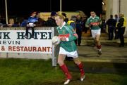 5 February 2005; Mayo captain Ciaran McDonald leads his team onto the pitch. Allianz National Football League, Division 1A, Dublin v Mayo, Parnell Park, Dublin. Picture credit; Damien Eagers / SPORTSFILE