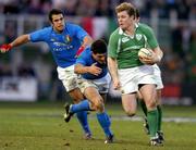 6 February 2005; Brian O'Driscoll, Ireland, in action against Andrea Masi and Gonzalo Canale, Italy. RBS Six Nations Championship 2005, Italy v Ireland, Stadio Flamino, Rome, Italy. Picture credit; Brendan Moran / SPORTSFILE