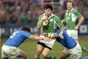 6 February 2005; Shane Horgan, Ireland, in action against Aaron Persico, left, and Fabio Ongaro, Italy. RBS Six Nations Championship 2005, Italy v Ireland, Stadio Flamino, Rome, Italy. Picture credit; Brian Lawless / SPORTSFILE