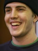 7 February 2005; John O'Shea, Republic of Ireland, in jovial mood during a press conference after squad training. Malahide FC, Malahide, Co. Dublin. Picture credit; David Maher / SPORTSFILE