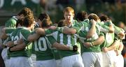6 February 2005; The Ireland team form a huddle before the start of the match. RBS Six Nations Championship 2005, Italy v Ireland, Stadio Flamino, Rome, Italy. Picture credit; Brian Lawless / SPORTSFILE