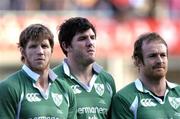 6 February 2005; Ireland players, from left, Simon Easterby, Shane Horgan and Denis Hickie line up at the start of the match. RBS Six Nations Championship 2005, Italy v Ireland, Stadio Flamino, Rome, Italy. Picture credit; Brian Lawless / SPORTSFILE