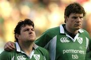 6 February 2005; Ireland's Reggie Corrigan, left, and Malcolm O'Kelly at the start of the match. RBS Six Nations Championship 2005, Italy v Ireland, Stadio Flamino, Rome, Italy. Picture credit; Brian Lawless / SPORTSFILE