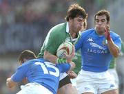 6 February 2005; Shane Horgan, Ireland, in action against Roland De Marigny (15) and Gonzalo Canale, Italy. RBS Six Nations Championship 2005, Italy v Ireland, Stadio Flamino, Rome, Italy. Picture credit; Brendan Moran / SPORTSFILE