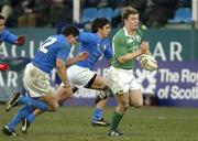 6 February 2005; Brian O'Driscoll, Ireland, in action against Andrea Masi, left, and Ludovico Nitoglia, Italy. RBS Six Nations Championship 2005, Italy v Ireland, Stadio Flamino, Rome, Italy. Picture credit; Brian Lawless / SPORTSFILE