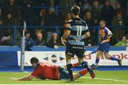 23 November 2013; James Cronin, Munster, goes over to score his side's third try. Celtic League 2013/14, Round 8, Cardiff Blues v Munster, Arms Park, Cardiff, Wales. Picture credit: Ian Cook / SPORTSFILE