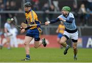 24 November 2013; Niall Gilligan, Sixmilebridge, in action against Cathal King, Na Piarsaigh. AIB Munster Senior Club Hurling Championship Final, Na Piarsaigh, Limerick v Sixmilebridge, Clare. Cusack Park, Ennis, Co. Clare. Picture credit: Diarmuid Greene / SPORTSFILE