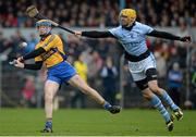 24 November 2013; Seadna Morey, Sixmilebridge, in action against David Breen, Na Piarsaigh. AIB Munster Senior Club Hurling Championship Final, Na Piarsaigh, Limerick v Sixmilebridge, Clare. Cusack Park, Ennis, Co. Clare. Picture credit: Diarmuid Greene / SPORTSFILE