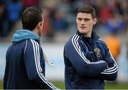 24 November 2013; St Vincent's stars Diarmuid Connolly and Ger Brennan in conversation before the game. AIB Leinster Senior Club Football Championship Semi-Final, St Vincent's, Dublin v Summerhill, Meath. Parnell Park, Dublin. Picture credit: Ray McManus / SPORTSFILE