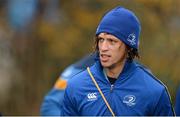 26 November 2013; Leinster's Zane Kirchner arrives for squad training ahead of their Celtic League 2013/14, Round 9, game against Scarlets on Saturday. Leinster Rugby Squad Training & Press Briefing, Rosemount, UCD, Belfield, Dublin. Picture credit: Brendan Moran / SPORTSFILE