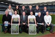 26 November 2013; Pictured are Mayo footballer Cillian O'Connor, front row, second from left, Uachtarán Chumann Lúthchleas Gael Liam Ó Néill, centre, and Dublin hurler Peter Kelly, third from right, with GAA ASAP County Officers in attendance at the 2014 &quot;Off the Booze, on the Ball&quot; launch. Croke Park, Dublin. Picture credit: Ramsey Cardy / SPORTSFILE