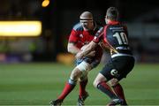 29 November 2013; Paul O'Connell, Munater is tackled by Jason Tovey, Newport Gwent Dragons. Celtic League 2013/14, Round 9, Newport Gwent Dragons v Munster, Rodney Parade, Newport, Wales. Picture credit: Steve Pope / SPORTSFILE