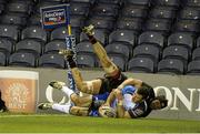 29 November 2013; Robbie Henshaw, Connacht, scores a try. Celtic League 2013/14, Round 9, Edinburgh Rugby v Connacht, Murrayfield, Edinburgh, Scotland. Picture credit: Kenny Smith / SPORTSFILE