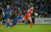 30 November 2013; Gareth Maule, Scarlets, is tackled by Aaron Dundon, Leinster. Celtic League 2013/14, Round 9, Leinster v Scarlets, RDS, Ballsbridge, Dublin. Photo by Sportsfile