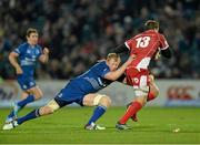 30 November 2013; Gareth Maule, Scarlets, is tackled by Leo Cullen, Leinster. Celtic League 2013/14 Round 9, Leinster v Scarlets, RDS, Ballsbridge, Dublin. Photo by Sportsfile