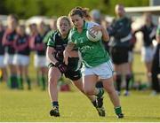 30 November 2013; Maura O'Connor, Na Gaeil, in action against Sarah O'Connell, Dunedin Connolly's. TESCO HomeGrown All-Ireland Junior Club Final, Dunedin Connolly’s, Edinburgh v Na Gaeil, Kerry, Crettyard, Newtown, Co. Laois. Picture credit: Matt Browne / SPORTSFILE