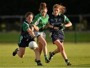 30 November 2013; Anna Hicks and Katie Mohan, right, Dunedin Connolly's, in action against Shauna Heaslip, Na Gaeil. TESCO HomeGrown All-Ireland Junior Club Final, Dunedin Connolly’s, Edinburgh v Na Gaeil, Kerry, Crettyard, Newtown, Co. Laois. Picture credit: Matt Browne / SPORTSFILE