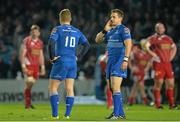 30 November 2013; Ian Madigan, left, and Jimmy Gopperth, Leinster. Celtic League 2013/14 Round 9, Leinster v Scarlets, RDS, Ballsbridge, Dublin. Picture credit: Ramsey Cardy / SPORTSFILE