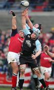 20 February 2005; Alan Quinlan, Munster, in action against Paul Dearlove and Joe Beardshaw, Glasgow Rugby. Celtic League 2004-2005, Pool 1, Munster v Glasgow Rugby, Thomond Park, Limerick. Picture credit; Kieran Clancy / SPORTSFILE