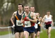 19 February 2005; Seamus Power, Kilmurray/Ibrickane A.C, leads eventual second place Mark Kenneally (129), Clonliffe Harriers A.C. 'A', and eventual winner Gary Murray, St. Malachy's A.C., during the Senior Mens event. AAI National Inter Club Cross Country Championships, Santry, Dublin. Picture credit; Brian Lawless / SPORTSFILE