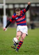 7 December 2013; David Joyce, Clontarf, kicks a penalty. Ulster Bank League, Division 1A, Ballinahinch v Clontarf, Ballymacarn Park, Ballinahinch, Co. Antrim. Picture credit: Oliver McVeigh / SPORTSFILE