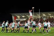 7 December 2013; Johann Muller, Ulster, wins possession for his side in a lineout. Heineken Cup 2013/14, Pool 5, Round 3, Ulster v Treviso, Ravenhill Park, Belfast, Co. Antrim. Picture credit: Oliver McVeigh / SPORTSFILE