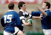 2 March 2005; Eoin O'Malley, Belvedere College, in action against Alan Dalton, left, and Richard Kilcoyne, St Mary's College. Leinster Schools Senior Cup Semi-Final, Belvedere College v St. Mary's College, Lansdowne Road, Dublin. Picture credit; David Maher / SPORTSFILE