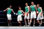 3 March 2005; Irish boxers, left to right, Kenneth Egan, 81Kg., Connor Ahern, 48Kg., Roy Sheahan, 69Kg., Andy Lee, 75Kg., and Eric Donovan, 57Kg., at the announcement of details of the National Boxing Championships 2005 which will begin this weekend. National Boxing Stadium, Dublin. Picture credit; David Maher / SPORTSFILE