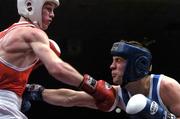 4 March 2005; David Anthony Joyce, left, St. Michaels, Athy, in action against Thomas Dillon, Drimnagh. National Senior Boxing Championships, 60KG Lightweight Division, David Anthony Joyce.v.Thomas Dillon, National Stadium, South Circular Road, Dublin. Picture credit; Brian Lawless / SPORTSFILE