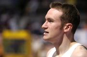 5 March 2005; Paul Hession, Ireland, after finishing second in the Men's 200m Round 1 event. 28th European Indoor Championships, The Palacio de Deportes Comunidad de Madrid Indoor Hall, Madrid, Spain. Picture credit; Pat Murphy / SPORTSFILE