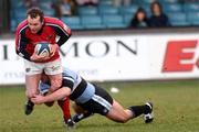 5 March 2005; Christien Cullen, Munster, is tackled by Tristran Davies, Cardiff Blues. Celtic League 2004-2005, Pool 1, Cardiff Blues v Munster, Cardiff Arms Park, Cardiff, Wales. Picture credit; Tim Parfitt / SPORTSFILE