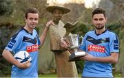 10 December 2013; The Irish Universities Football Union Centenary Collingwood Cup will be hosted by UCD AFC in 2014 and will take place from Tuesday 24th February to Friday 28th February at the UCD Campus, Belfield, Dublin. In attendance at the launch were UCD AFC players Robbie Benson, left, and Samir Belhout. Newman House, Dublin. Picture credit: Brendan Moran / SPORTSFILE